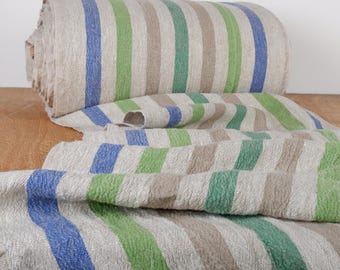 100% Leinenstoff mehrfarbig - Grain Sack Fabric French Country - Cottage Farmhouse Style ULTRA SCHWER Inlett Streifen Leinenstoff
