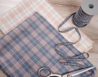 100% twill linen fabrics - medium weight 210gsm - linen fabric in tartain check perfect for clothing, curtains or home textile