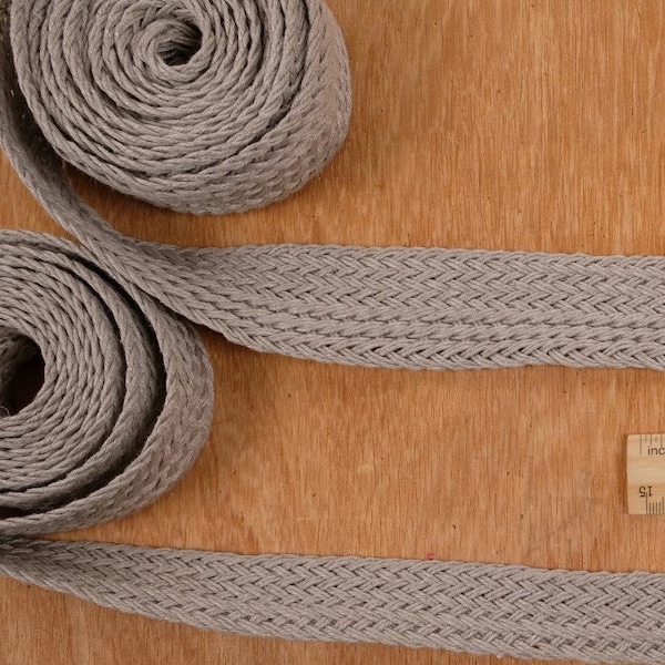 Lino FLAT Adorno trenzado, cinta de cordón de lino - natural sin teñir orgánico