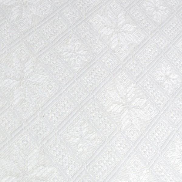 Tissu en lin damassé jacquard 200 g BLANC, tissu en coton lin historique géométrique pour la décoration de la nappe textile de maison