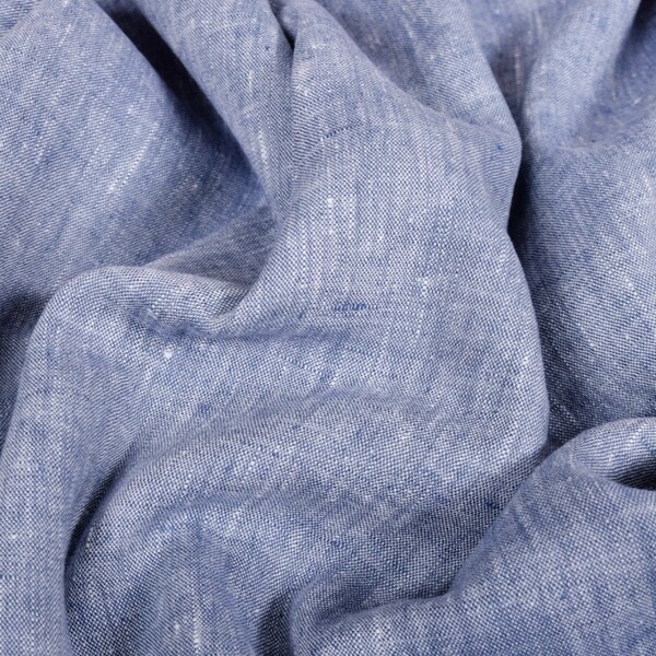 100% linen fabric Medium weight 190gsm. Chambre 2 color Light BLUE. Prewashed, softened. for crafting, table linen, napkins, jackets etc