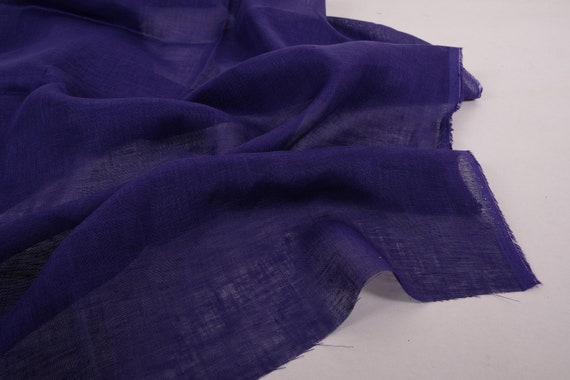 100 Linen Fabric Sheer Gauze Transparent 110gsm Dark Purple Etsy