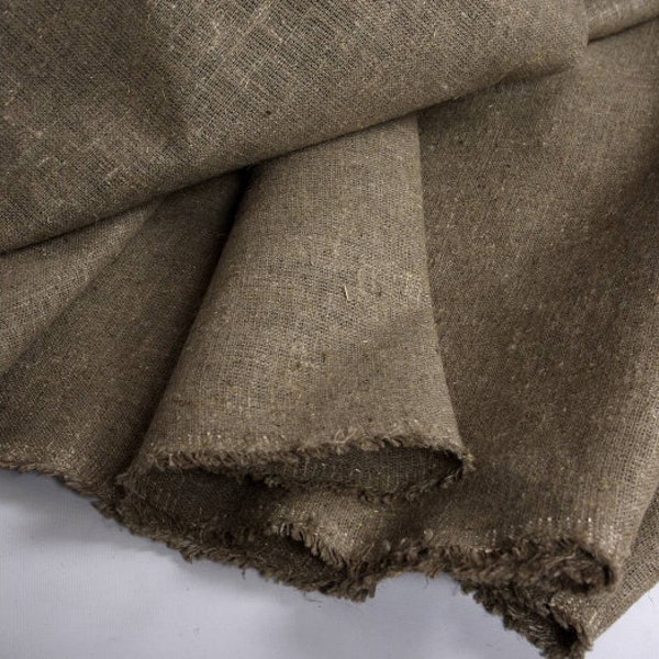 100% linen fabric EXTRA Heavy 450gsm weight, dense. Decorative, for deco purposes. Burlap fabric. Brown-natural