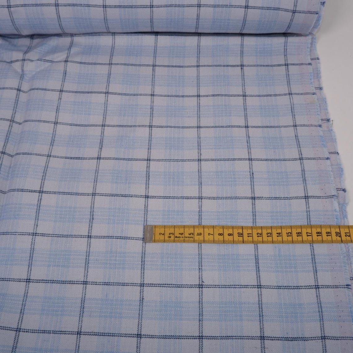 Weave Pattern Checker 100% Linen Fabric in Twill Weave Check Blue - Heavy Amadora Checked ...
