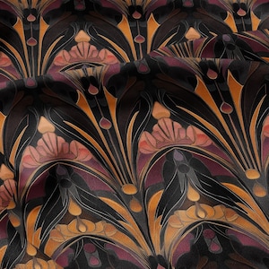 100% LEINEN Stoff Art deco floral - dark botanische Leinen Stoff LitauischeLeinen für Polsterung Schneiderei Vorhänge Heimtextilien Jugendstil