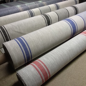 100% linen fabric 250gsm Striped French vintage sack linen flax Heavy weight, dense. For crafts, upholstery, decoration, jackets