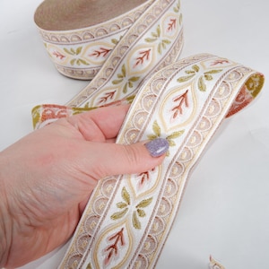 Passamaneria in tessuto jacquard - Larghezza nastro 60 mm - Passamaneria decorativa rosa pallido