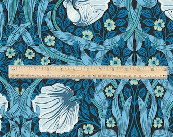 100% LINEN fabric - William Morris Pimpernel opal - British Victorian flax - sewing upholstery home decor or clothing 3834