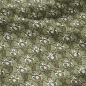 100% linen Iris prints fabric for Curtain Upholstery Cushion - wildflower Art deco flower print fabric for dress making sewing 2456