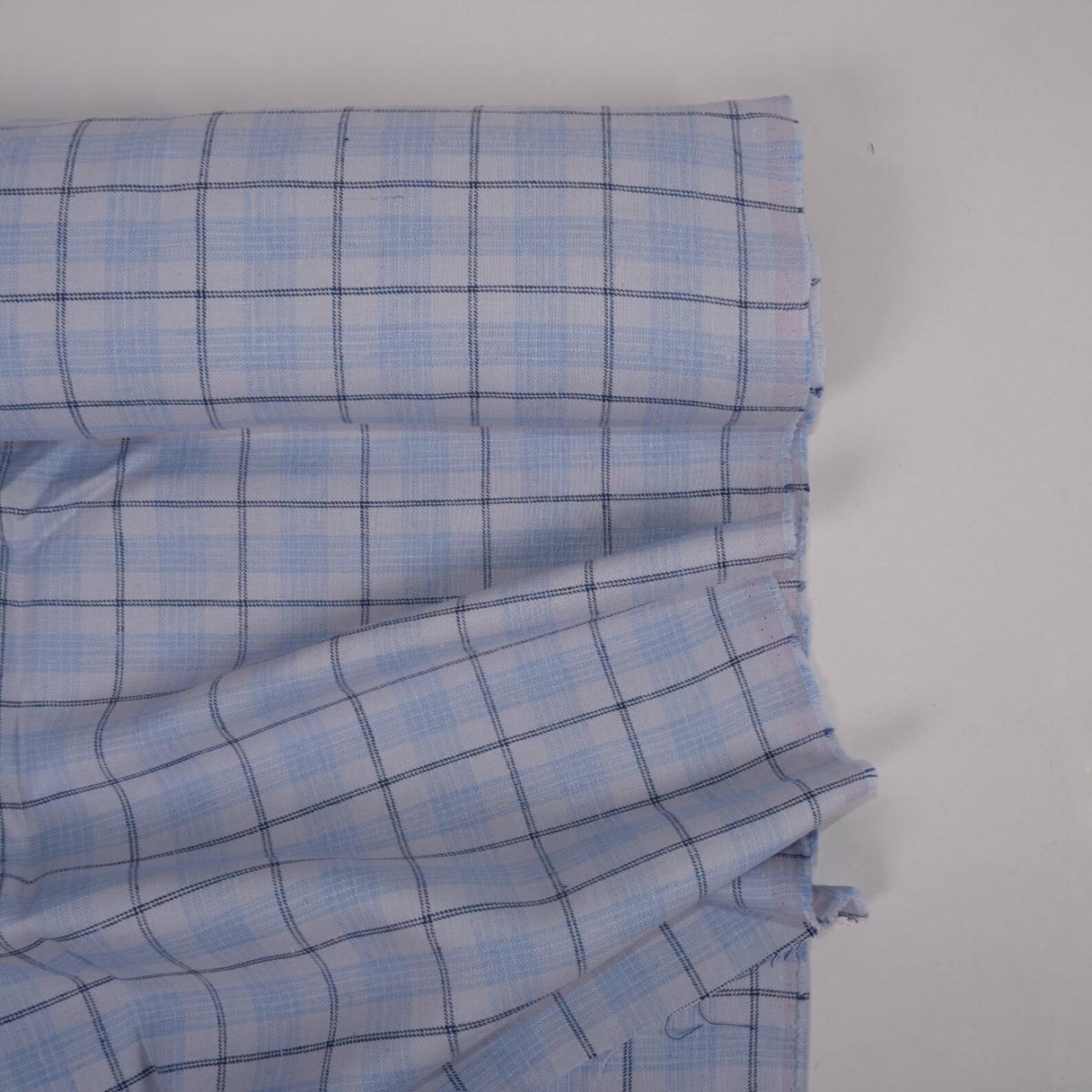 Weave Check 100% Linen Fabric in Twill Weave Check Blue - Heavy Amadora Checked ...