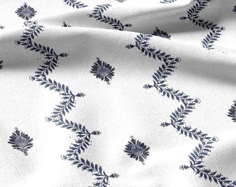 Zick-Zack-Streifenmuster aus 100% Leinen mit botanischem Zickzackmuster - Vintage modern florales Stoffmuster 3428