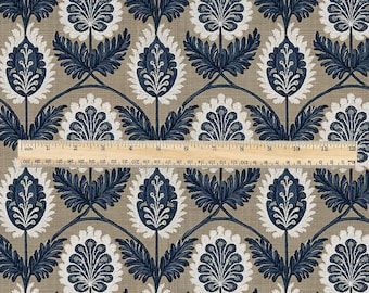 Tela 100% lino con estampado floral - Botánico vintage - Arte victoriano, marrón 3443