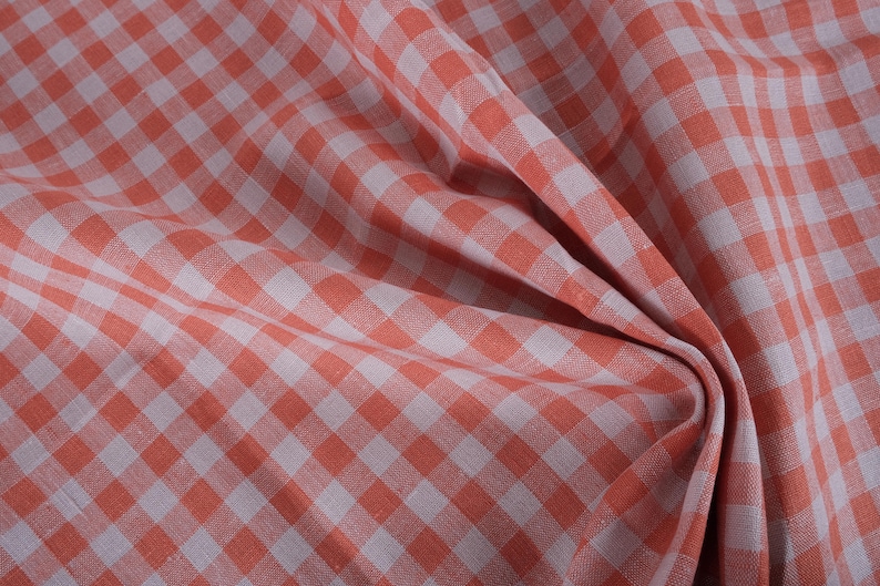 trousers Light weight For dresses dense skirts 100/% linen fabric 190gsm Red natur Checkered blouses