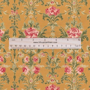100% LINEN Fabric Regency yellow - french floral linen Fabric by Yard LithuanianLinen for upholstery dressmaking curtains home textile 2310