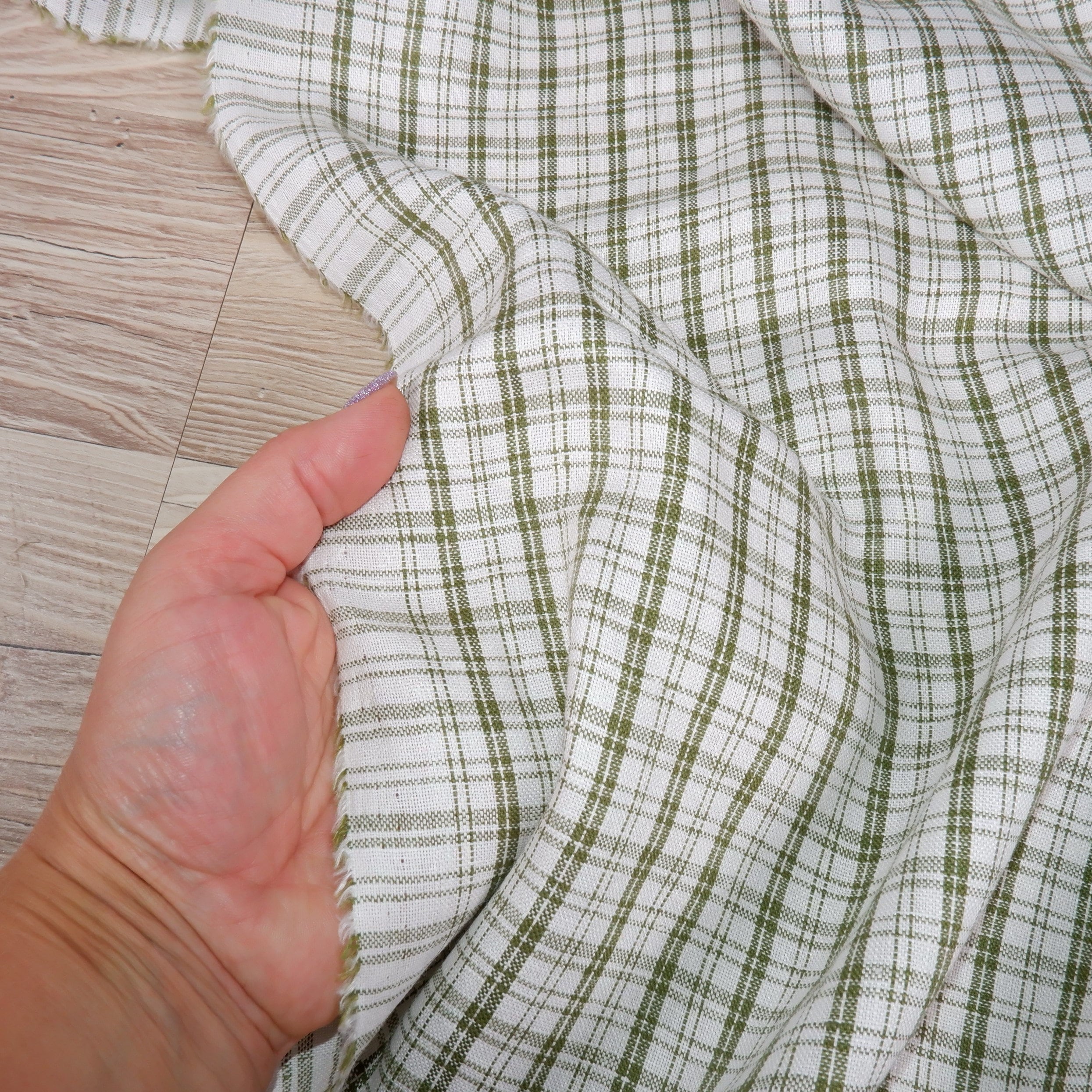 100% Checked Linen Fabric for Sewing - Medium Weight 120gsm, 180gsm ...