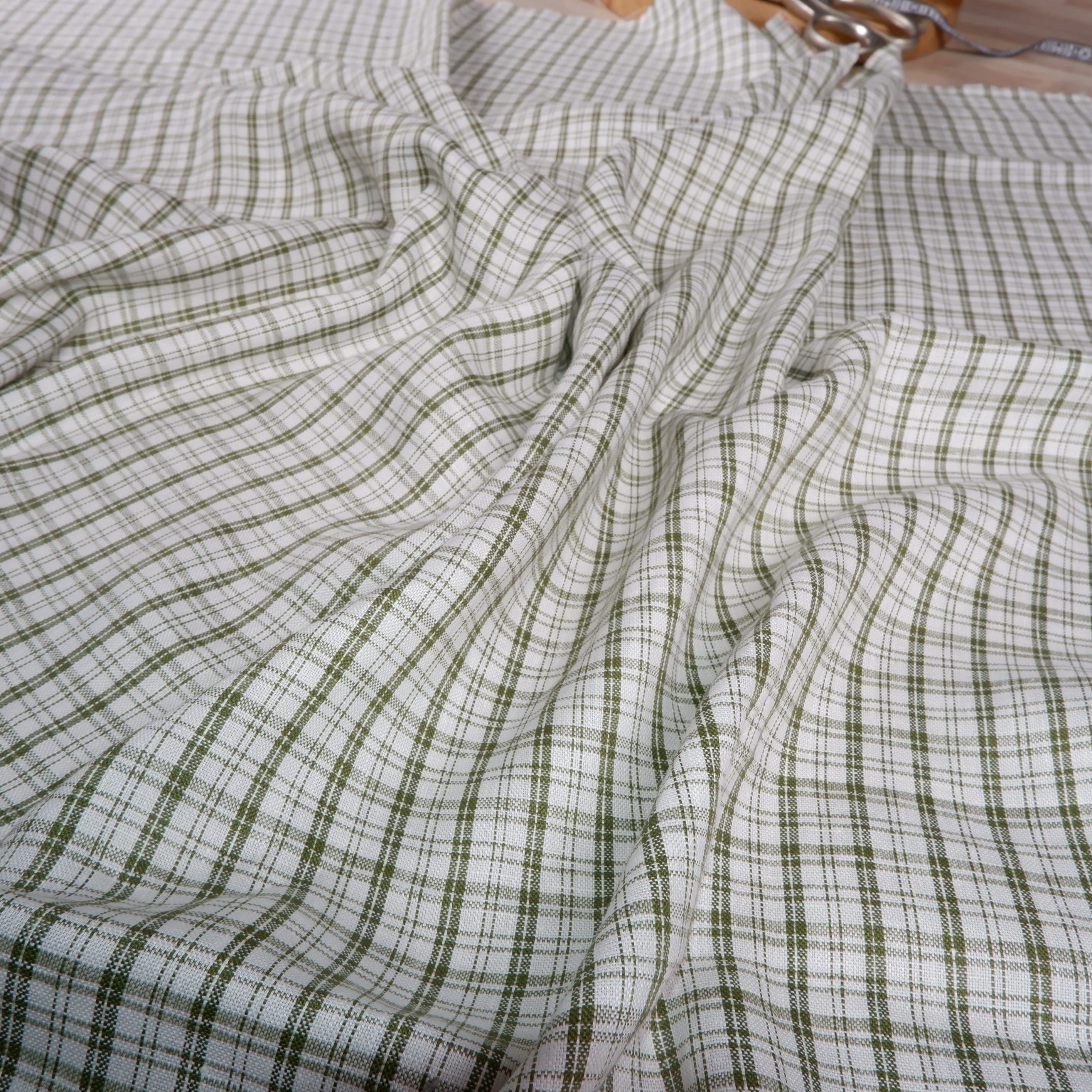100% Checked Linen Fabric for Sewing - Medium Weight 120gsm, 180gsm ...