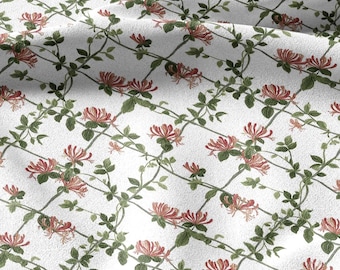 Geißblatt Spalier Geissblatt 100% Leinen Geißblatt viktorianisch grün pink weiß 3357