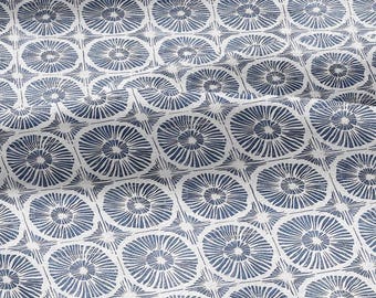 Tela 100% lino - Azul índigo y blanco - Estampado tradicional japonés - Tela para tapicería, cortinas y cojines 2011