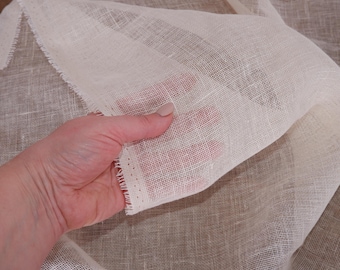 100% linen fabric Sheer transparent 100gsm - offwhite oatmeal natur linen fabric for curtains scarves loose clothing - Sparse weaving fabric