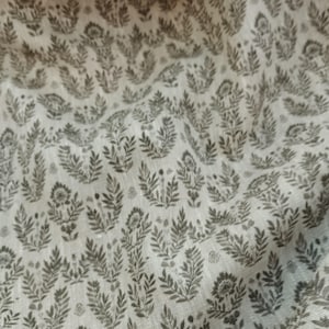 100% LINEN Fabric block print grey on linen, Heavy oatmeal linen fabric with grey print for upholstery home decor curtains