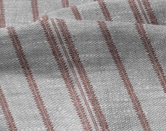 100% LEINEN Stoff Streifen roter Druck - Haferflocken leinen mit Streifendruck - modern vintage 3360