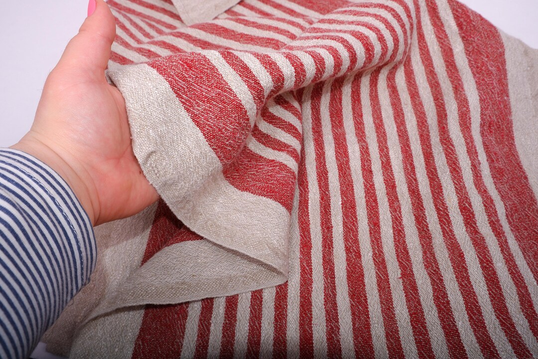 100% Linen Fabric - Grain Sack Fabric - Feedsack French Country ...