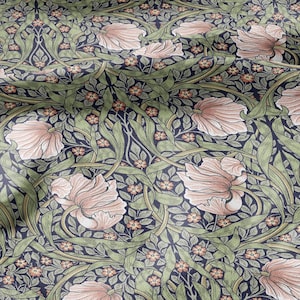 William morris Pimpernel 100% len tkanina artystyczna i rzemieślnicza - kolorowy brytyjski len wiktoriański - szycie tapicerki, wystrój domu lub odzież 202