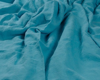 Wide linen - 240cm 94" wide - Prewashed 100% linen  Sea Blue 160gsm Flax for bedding, duvet, bedcover, curtains