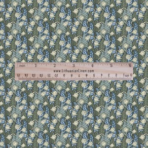 100% linen Lily-of-valley prints fabric for Curtain Upholstery Cushion - Art deco flower print fabric for dress making sewing 2471