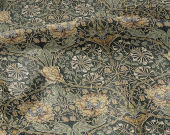 Tela 100% lino con estampado de madreselva de William Morris - Artesanía victoriana - Tela con estampado histórico para tapicería y confección de vestidos 2336