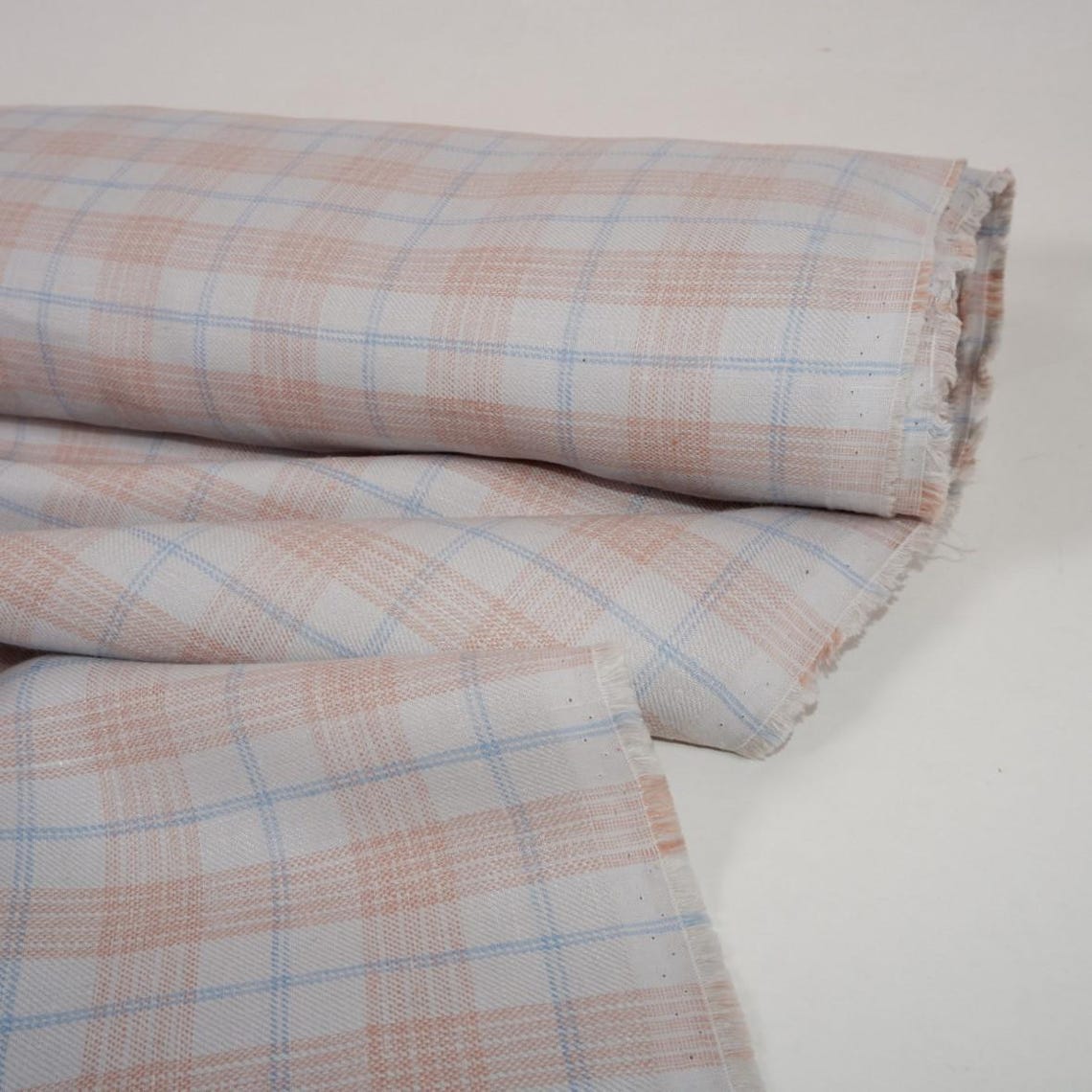 Weave Pattern Checker 100% Linen Fabric in Twill Weave Check Blue - Heavy Amadora Checked ...