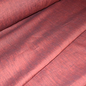 100% linen fabric Medium weight 190gsm. Chambre 2 color Red blue . FLax Prewashed, softened for crafting, table linen, jackets