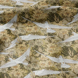 100% Leinen Jugendstil Print Stoff für Vorhang Polster Kissen - Floral Stoff TAUBEN - Stoffmaterial für die Kleiderherstellung nähen