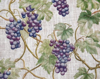 100% LINNEN Stof Druivenrankpatroon - bloemen botanisch fruit zwaar linnen stof voor stoffering interieur kleding kleermakerij 2269