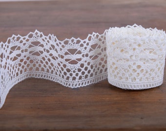100 % Leinen Schnürsenkel 6cm/2,3 Zoll breit, florale Spitze trim Meterware, Meterware. Dekorative trim, handgefertigt