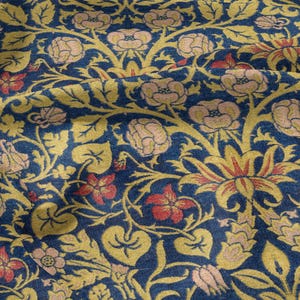 William Morris Blue tapestry 100% LINEN Fabric, British design linen floral upholstery home textile Victorian fabrics