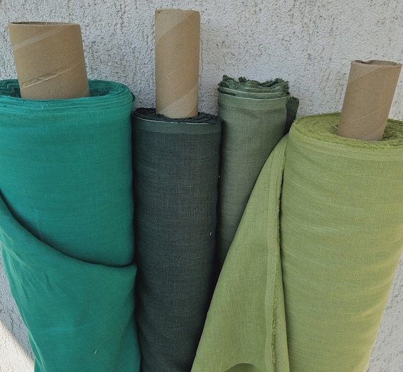 heavy weight linen 100% linen fabrics 240gsm in 20 colors, green blue white natur black linen fabrics for crafts or sewing project