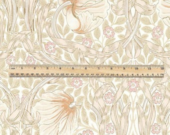 100% LINEN fabric - William Morris Pimpernel beige - British Victorian flax - sewing upholstery home decor or clothing 3848