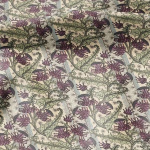 100% linnen stof met distelprint voor gordijnstofkussen - art deco bloemenprintstof met wilde bloemen voor het naaien van jurken