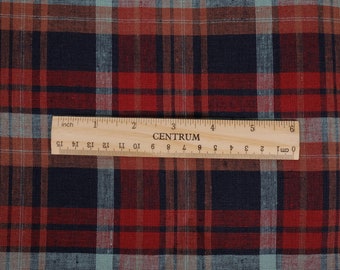 100% linnen stof 120gsm middelzwaar dichte stof Checkered rood grijs tartan vlas voor decoratie tafelkleed huis textiel