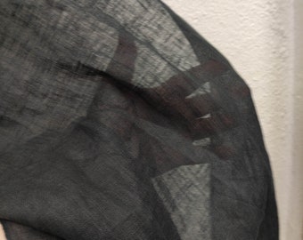 100% linen fabric Sheer Gauze transparent 100gsm. Black oatmeal white linen fabric for curtains, scarves, loose clothing. Sparse weaving