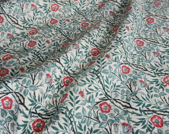 Tela William Morris Willow Briar Rose 100% LINO - Tela de lino británico con estampado floral para tapicería y hogar, estilo victoriano 2318