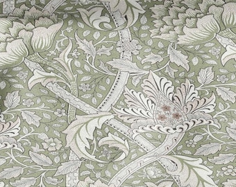 William Morris Windrush green print on 100% LINEN - Victorian Art crafts linen Fabric - botanical Historical upholstery home textile 2545