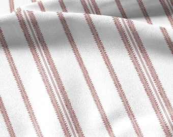 100% LEINEN Stoff französischer rot weißer Streifendruck - vintage modern 3360