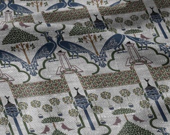 100% linen fabric - The Squire's Garden by Voysey - Victorian Art crafts - Historical pattern home decor dress making 3621