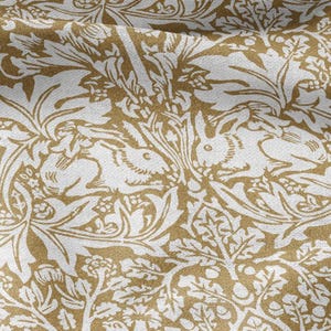 William Morris Brer rabbit yellow print 100% LINEN Fabric - British linen floral upholstery home textile Victorian fabrics 3012