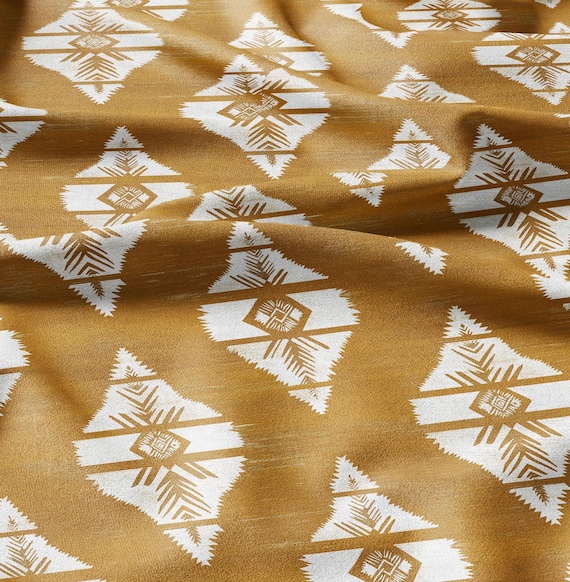 100 linen dress fabric 100% LINEN Fabric Mustard Mudcloth - Geometric Aztec Rhomb Fabric - Mustard  Southwest Tribal Linen Fabric for Upholstery Dress Making 2412