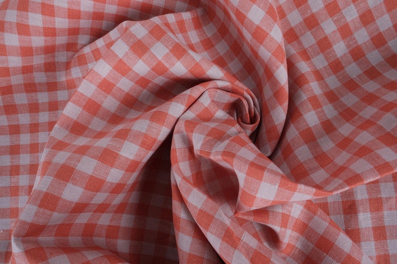 trousers Light weight For dresses dense skirts 100/% linen fabric 190gsm Red natur Checkered blouses