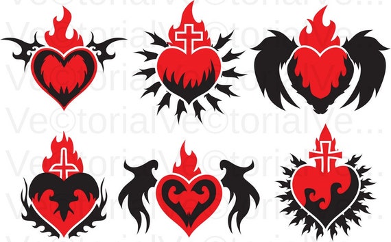 Sacred Heart Tattoo Svg Eps Pdf Png Jpeg Etsy