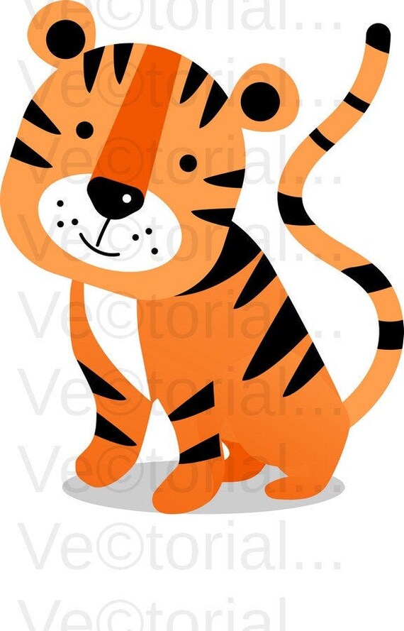 Cute Tiger Cartoon Flat Design Svg Eps Pdf Png Jpeg Etsy